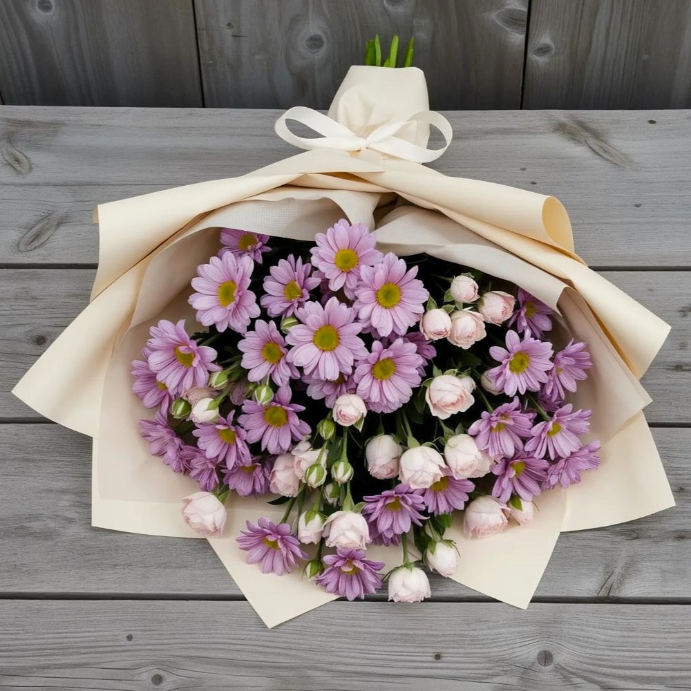 Букет цветов из: Розы и Хризантемы в Елани