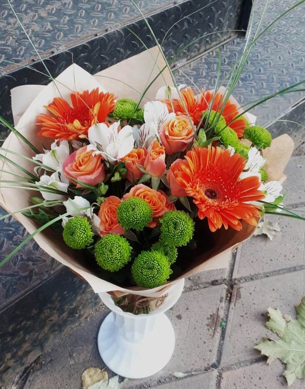 Букет цветов из: Герберы, Хризантемы, Альстромерии и Розы в Елани