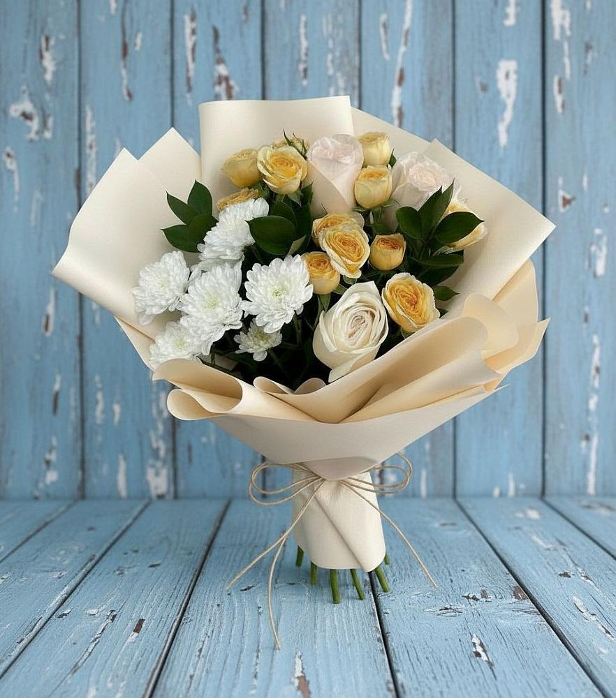 Букет цветов из: Розы и Хризантемы в Елани
