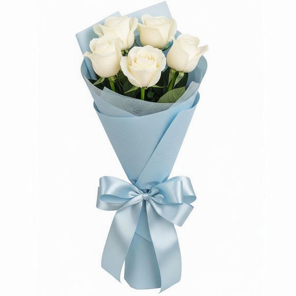 Букет 5 Белых роз Проуд в Елани