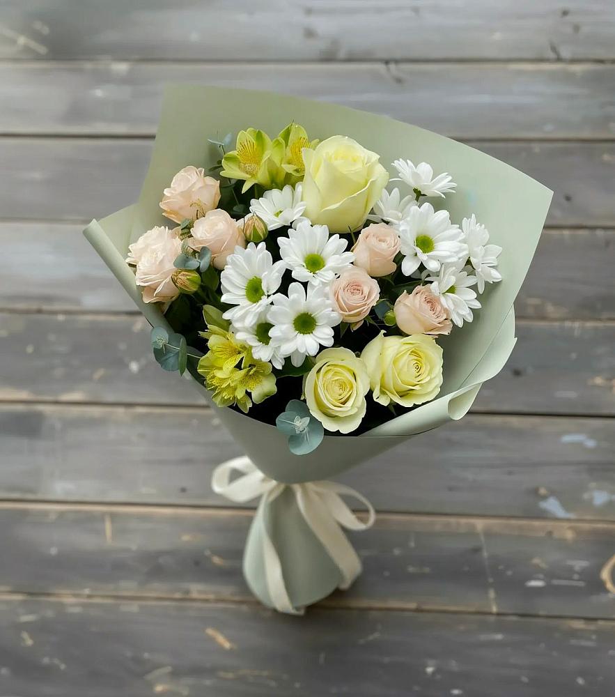 Букет цветов из: Альстромерии, Розы и Хризантемы в Елани