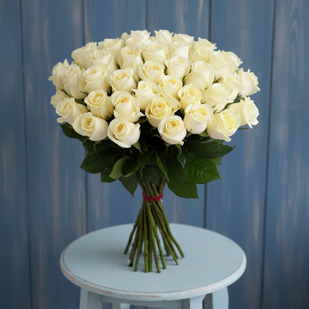 Букет 51 Белая роза Эдлесс Лав в Елани