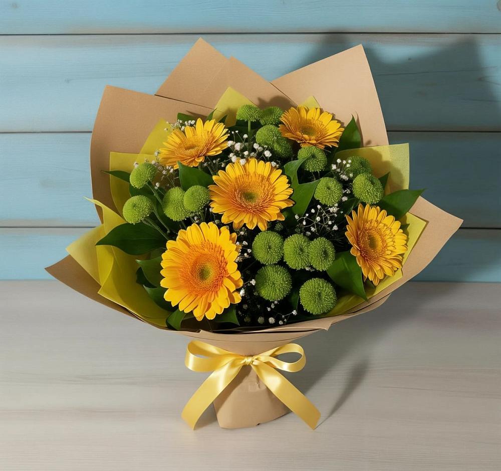 Букет цветов из: Герберы и Хризантемы в Елани