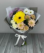 Букет цветов из:  Розы, Герберы и Хризантемы в Елани