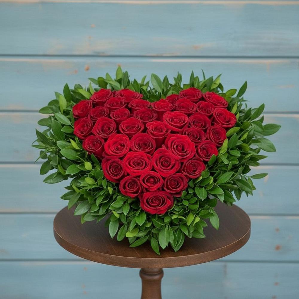 Цветочная композиция из Розы в виде сердца в Елани