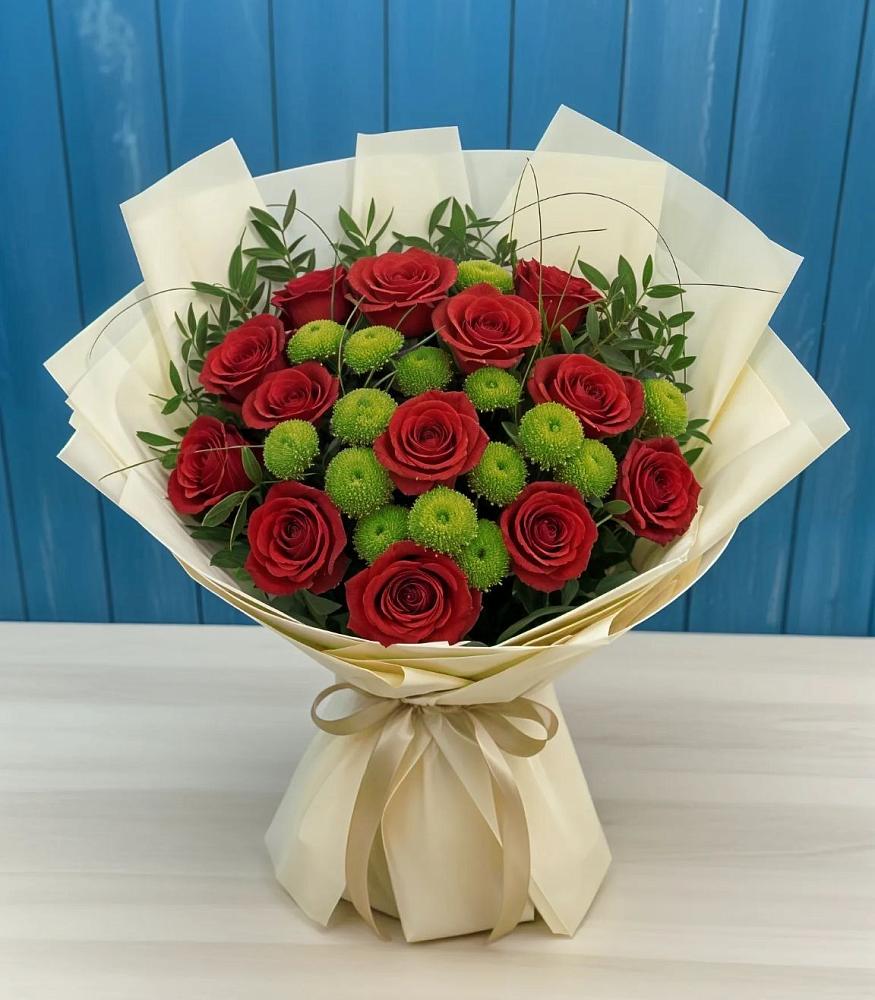 Букет цветов из: Розы и Хризантемы в Елани