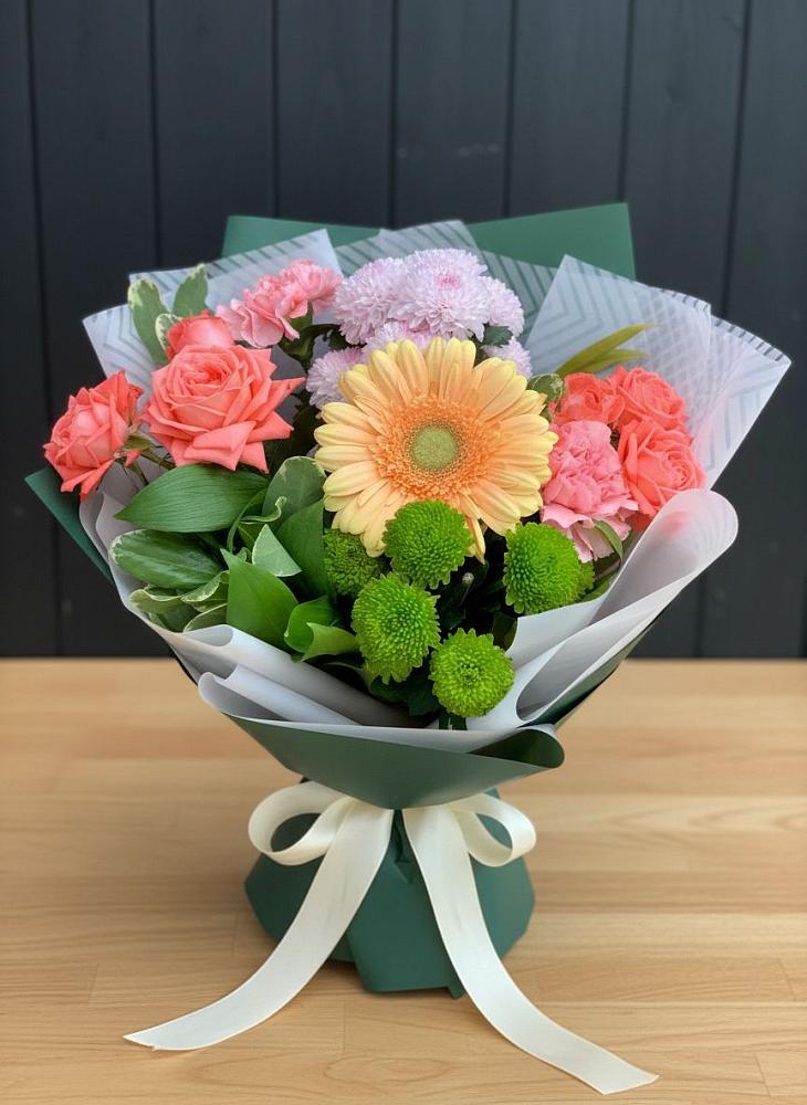 Букет цветов из: Гвоздики, Розы, Герберы и Хризантемы в Елани