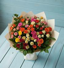Букет Микс из разноцветных кустовых роз в Елани